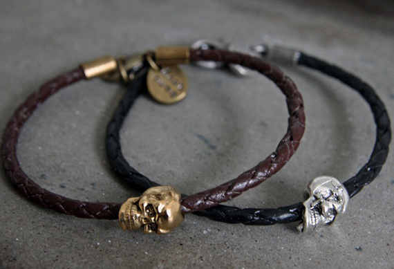 Dana Levy Glass Leather Braided Skull Bracelets