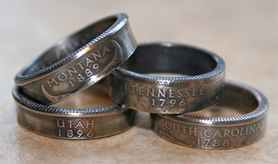 Custom Silver State Coin Rings