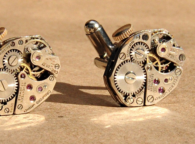 Jeweled Hex Cufflinks with Stems
