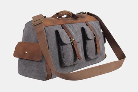Polare Genuine Leather Canvas Travel Bag
