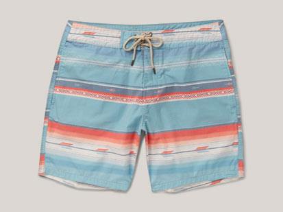 Faherty Mid-Length Striped Swim Shorts