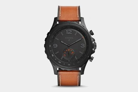 Fossil Q Nate Dark Brown Leather Hybrid Smartwatch