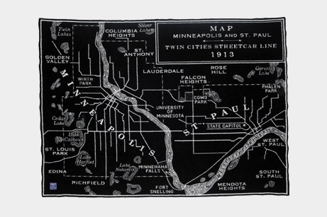 Faribault Woolen Mill Vintage City Map Wool Throw
