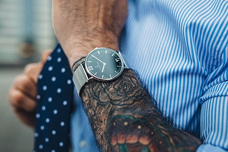 Kapten & Son Campus Silver “Black Mesh” Watch