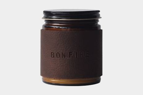 Bonfire Leather Wrapped Candle
