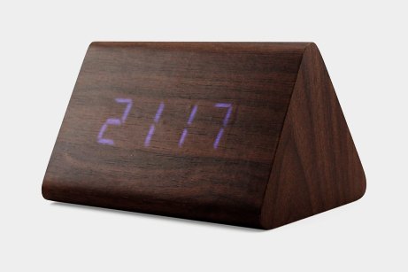 Modern Triangle Wood LED Wooden Alarm Digital Desk Clock