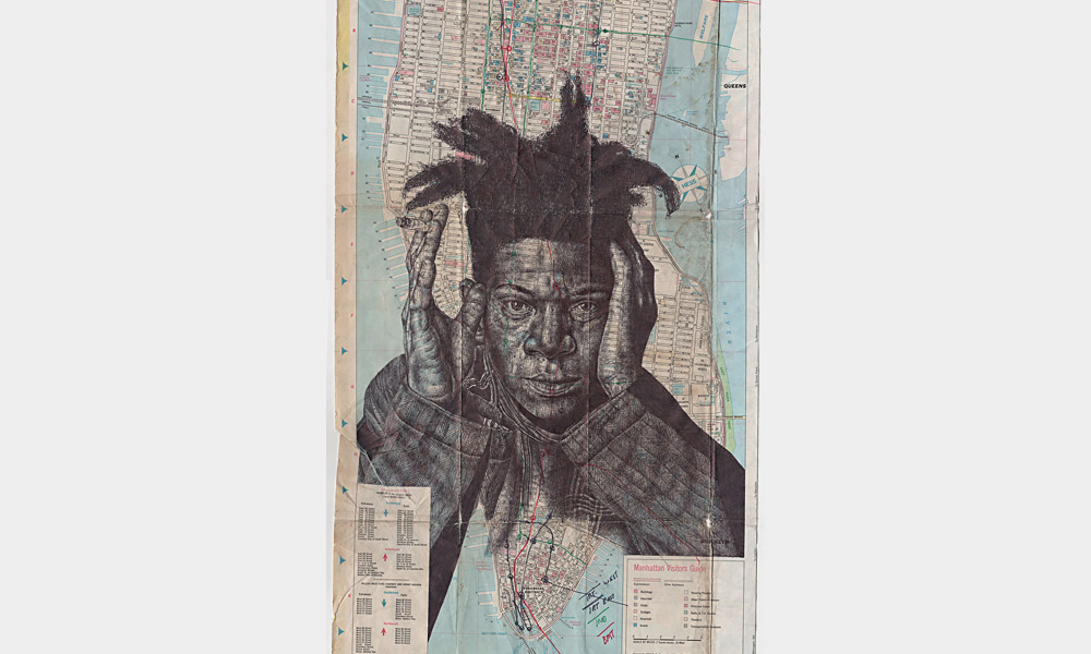 Ballpoint Pen Portraits on Vintage Maps and Stationary