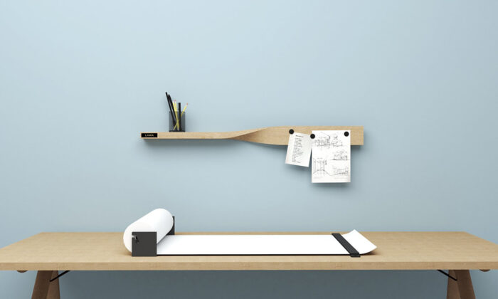 The Twist Shelf Doubles as a Magnetic Board