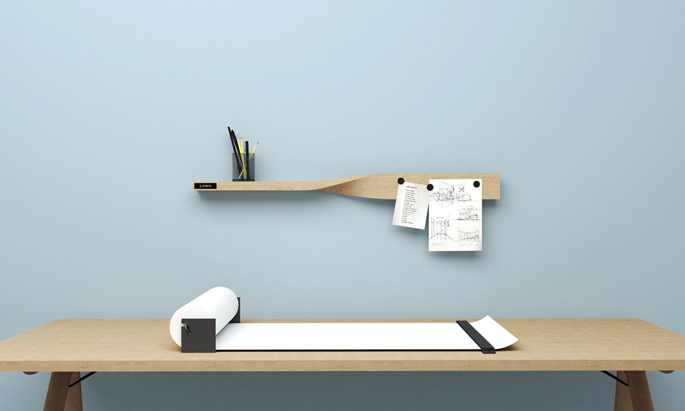 The Twist Shelf Doubles as a Magnetic Board