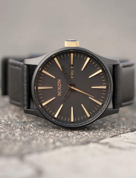 Nixon Sentry Leather Watch