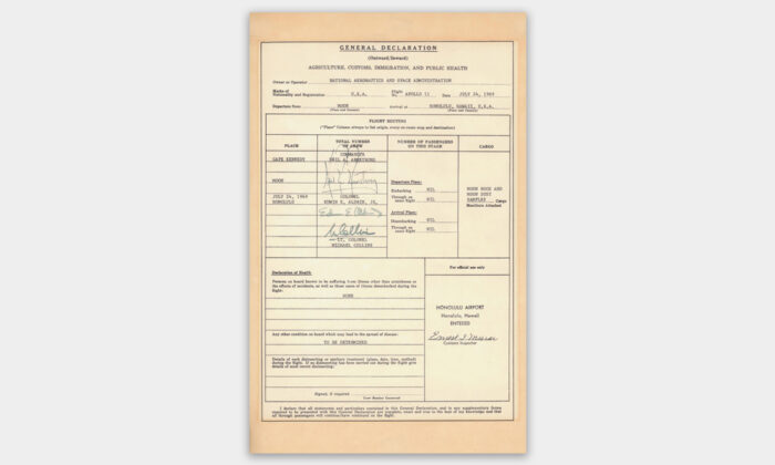 Apollo 11 Customs Forms