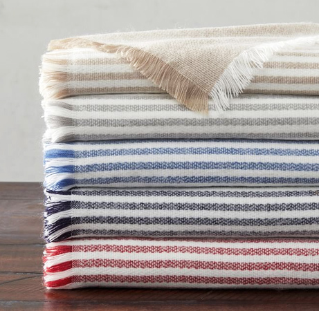 Pottery Barn Clover Striped Throw Blanket