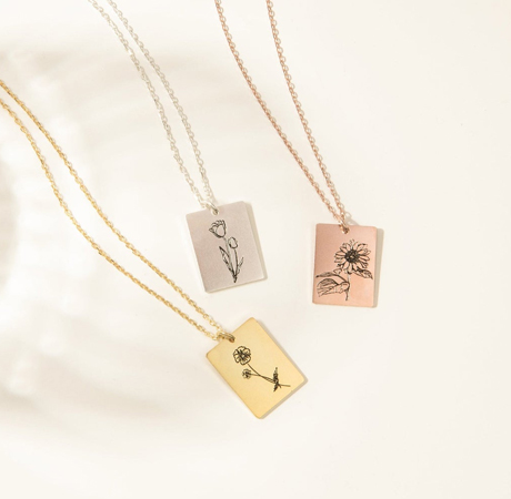 Floral Tag Necklace