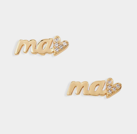 Kate Spade Gold Pavé Heart Mama Earrings