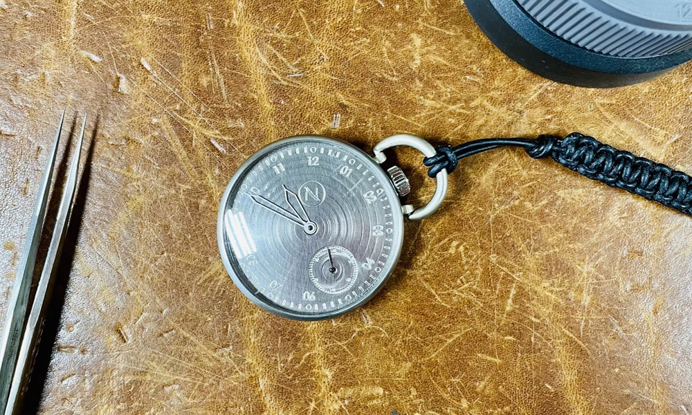 The Novo Streetcar 1912, a Pocket Watch Made From Vintage Railroad Track