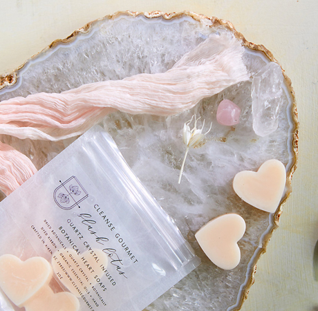 Quartz Infused Botanical Heart Soaps