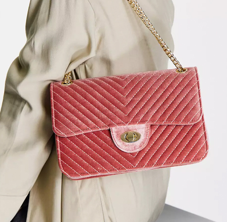 Quilted Velvet Crossbody Bag