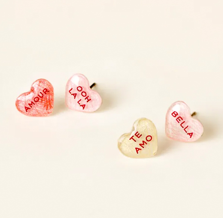 Romance Language Heart Studs
