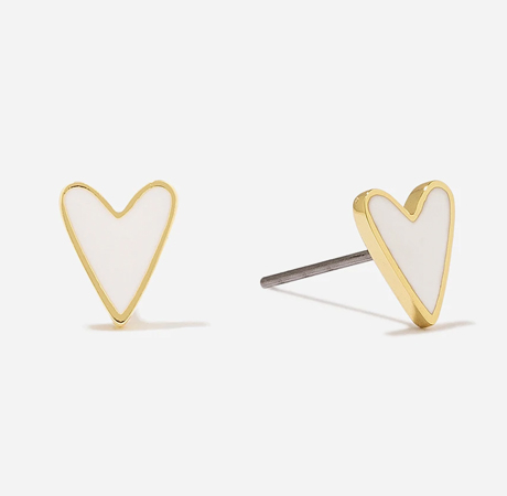 White Heart Stud Earrings 