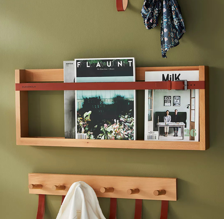 Leather and Wood Magazine Rack