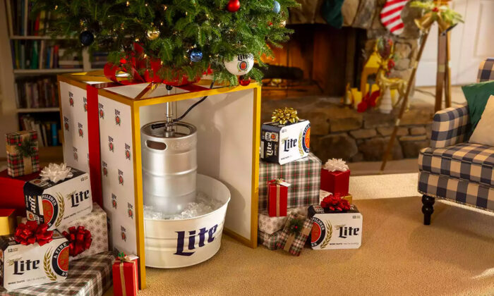 Miller Lite Christmas Tree Keg Stands