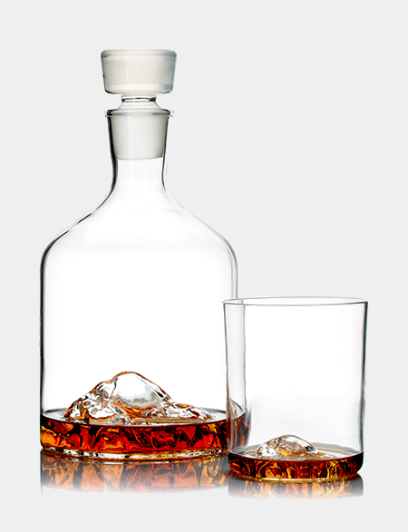 Whiskey Peaks Mountain Decantur + Half Dome Set of 2 Whiskey Glasses