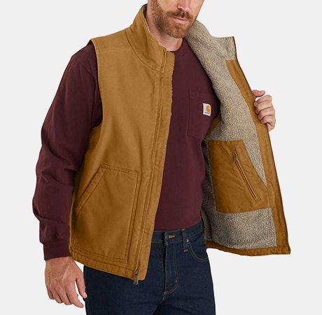 Carhartt Loose Fit Washed Duck Sherpa-Lined Mock-Neck Vest