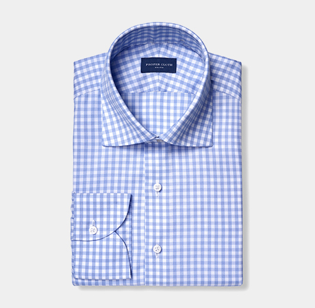 Proper Cloth Non-Iron Supima Shirt in Light Blue Gingham