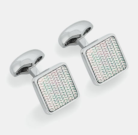 Black Mother of Pearl Herringbone Cufflinks