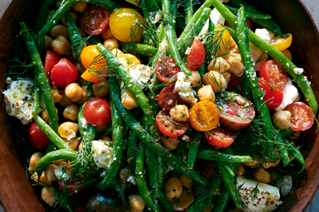 Tomato-Green Bean Salad With Chickpeas, Feta and Dill