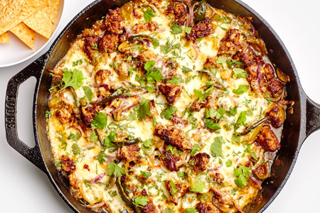 Cheesy Pork and Tomatillo Skillet