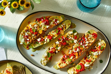 Grilled Squash With Avocado Green Goddess Dressing
