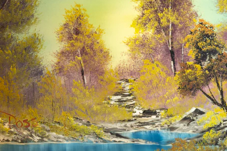 Bob Ross Signed On-Air Original Painting