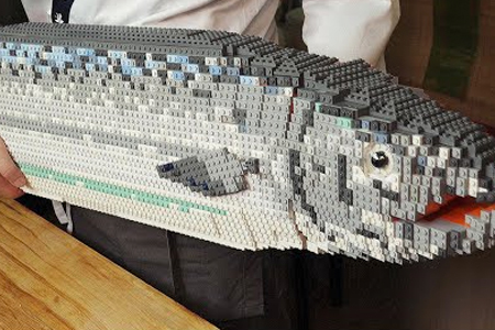 Cutting Up a Huge Lego Salmon