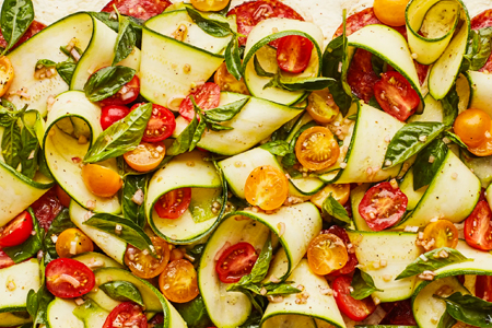 Summer Pizza With Salami, Zucchini, and Tomatoes