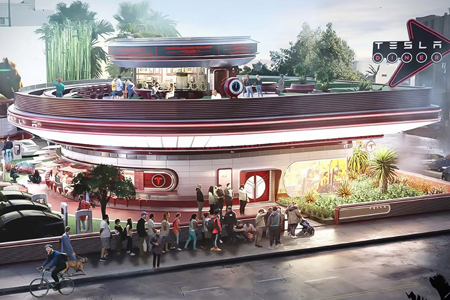 Tesla’s LA Drive-In Diner Will be “Grease Meets The Jetsons with Supercharging”