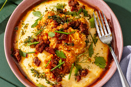 Smothered Chicken With Cheesy Polenta