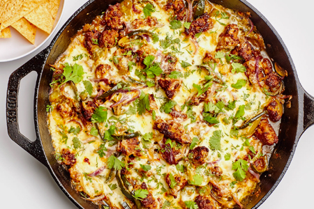 Cheesy Pork and Tomatillo Skillet
