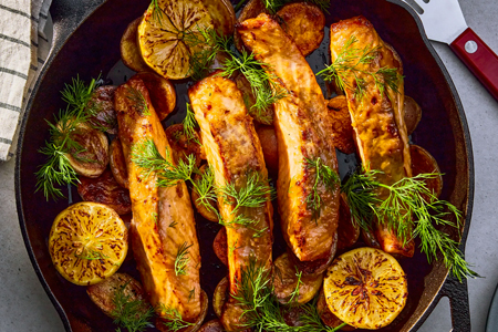 Lemony Salmon With Potatoes