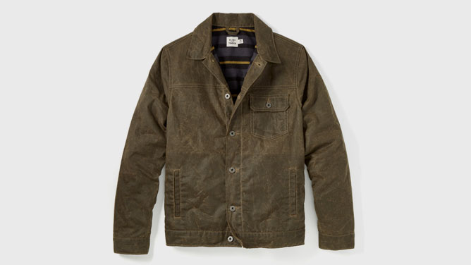 Flint and Tinder Flannel-lined Waxed Trucker Jacket