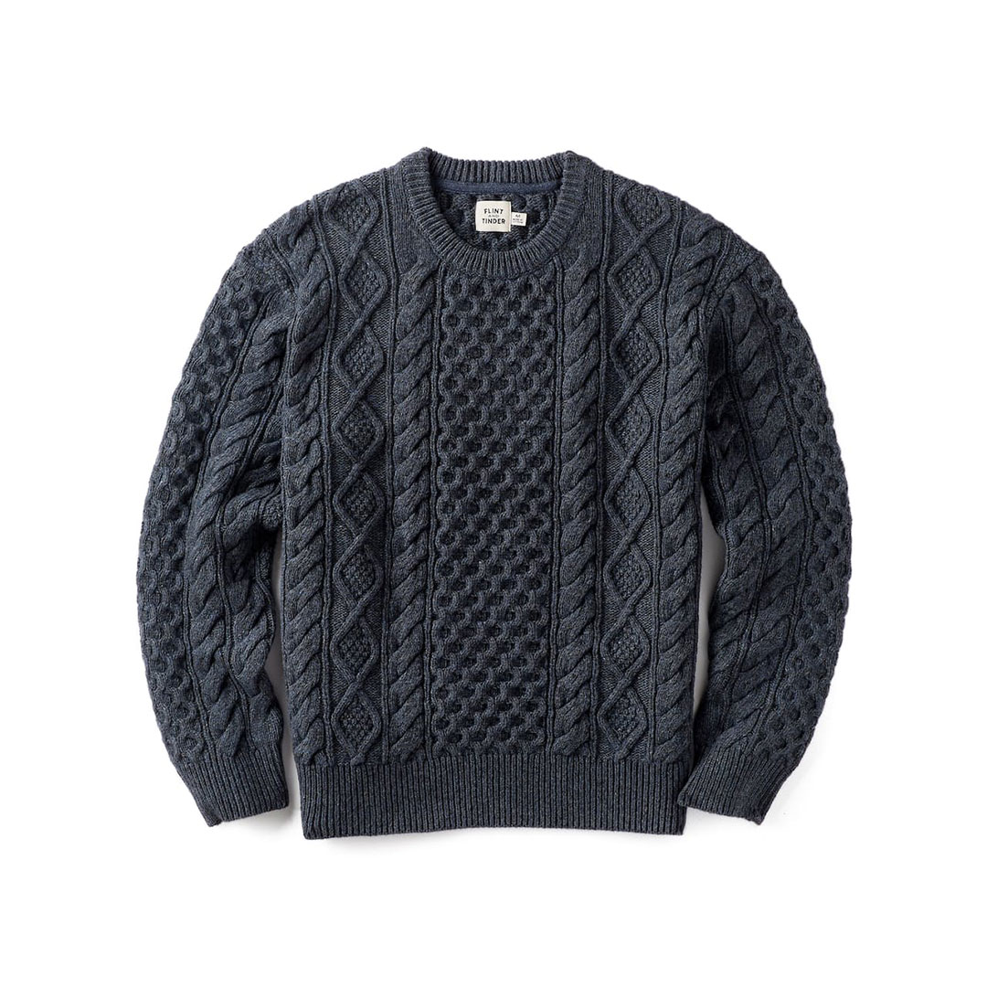 Flint and Tinder Aran Cable Knit Crewneck Sweater - 40% Off