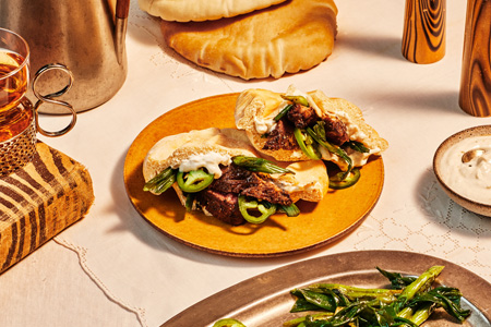 Cumin Steak and Scallion Pitas