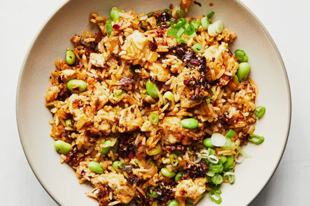Chile Crisp Fried Rice With Tofu and Edamame