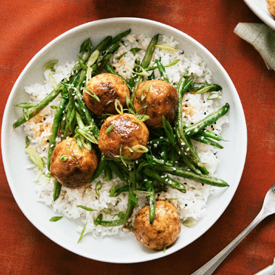 Chicken Meatballs With Sesame Green Beans
