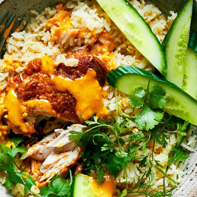 One-Pot Gingery Chicken and Rice With Peanut Sauce
