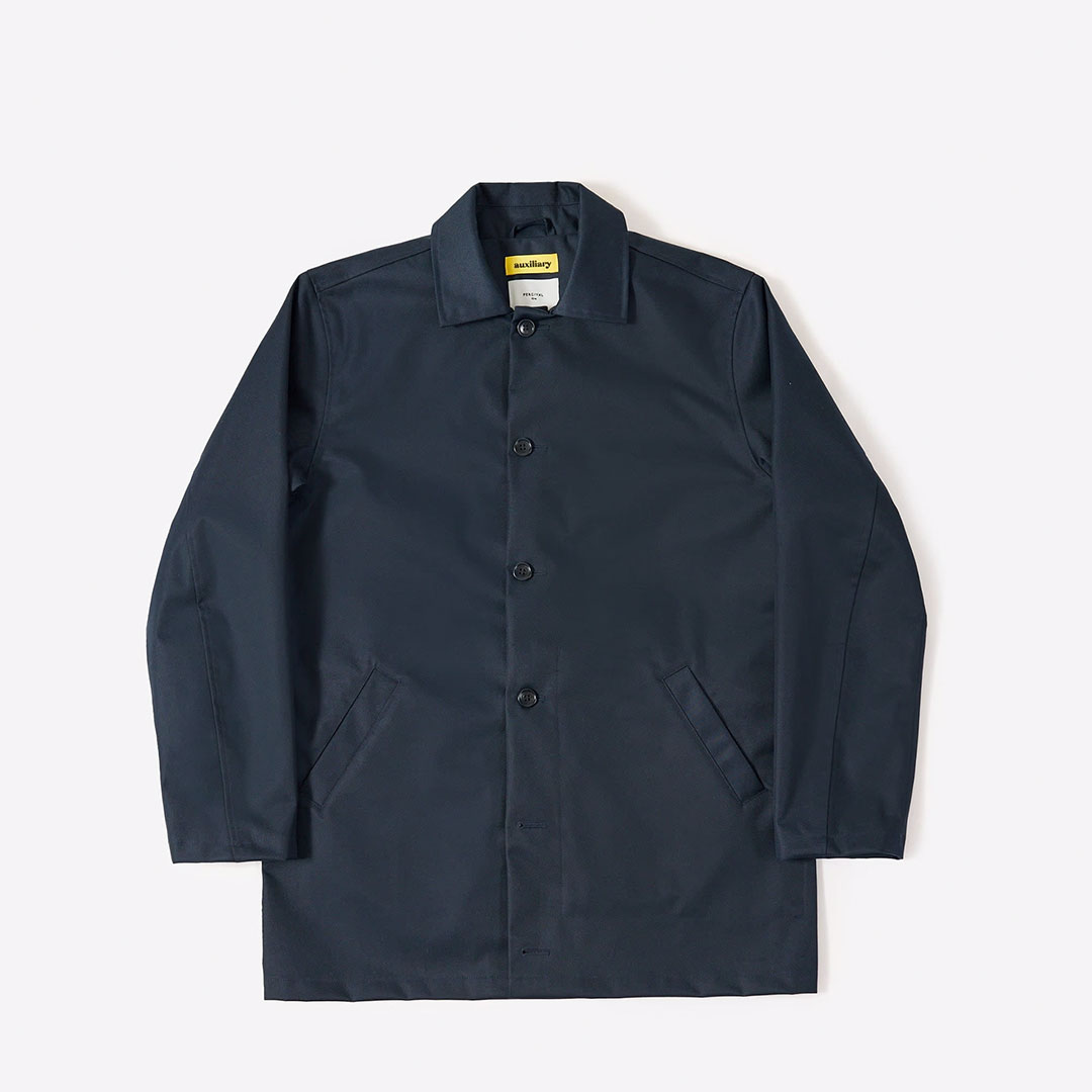 Percival Navy Sherlock Short Trench Coat - 40% Off