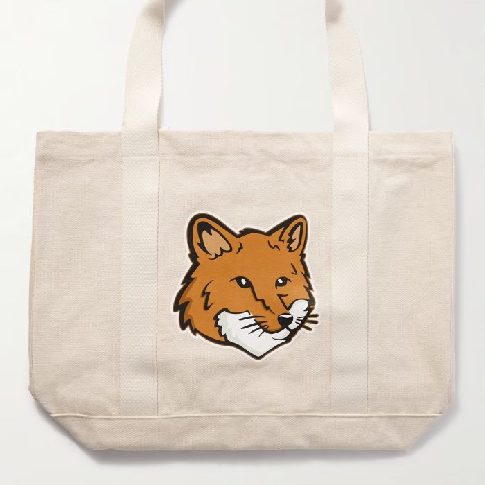 Maison KitsunéI Logo-Print Cotton-Canvas Tote Bag