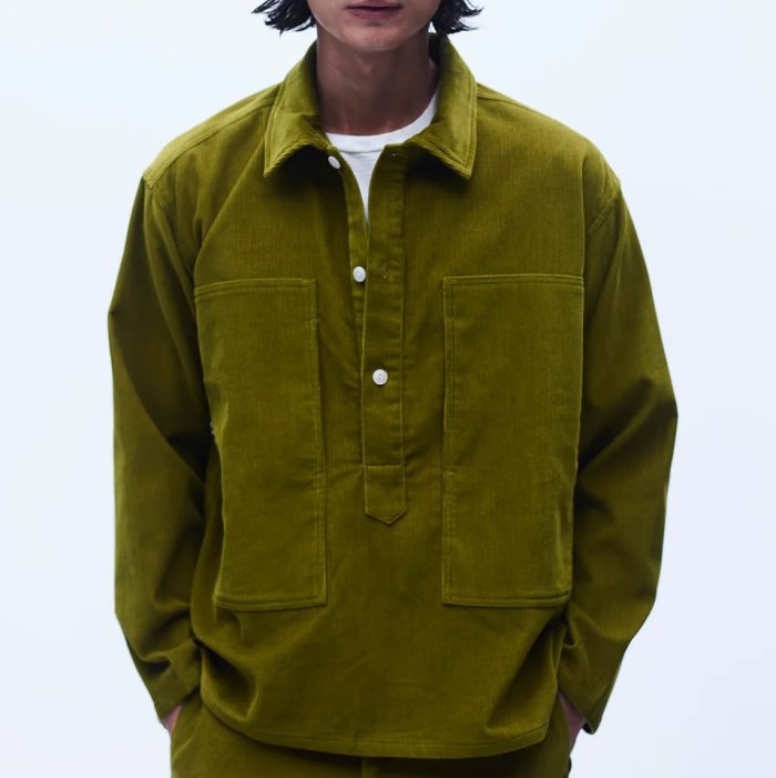 Blluemade Naval Pullover in Olive Oil Corduroy