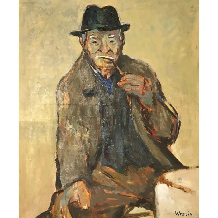 The Man With The Pipe by Alois Wittlin, Oil on Canvas