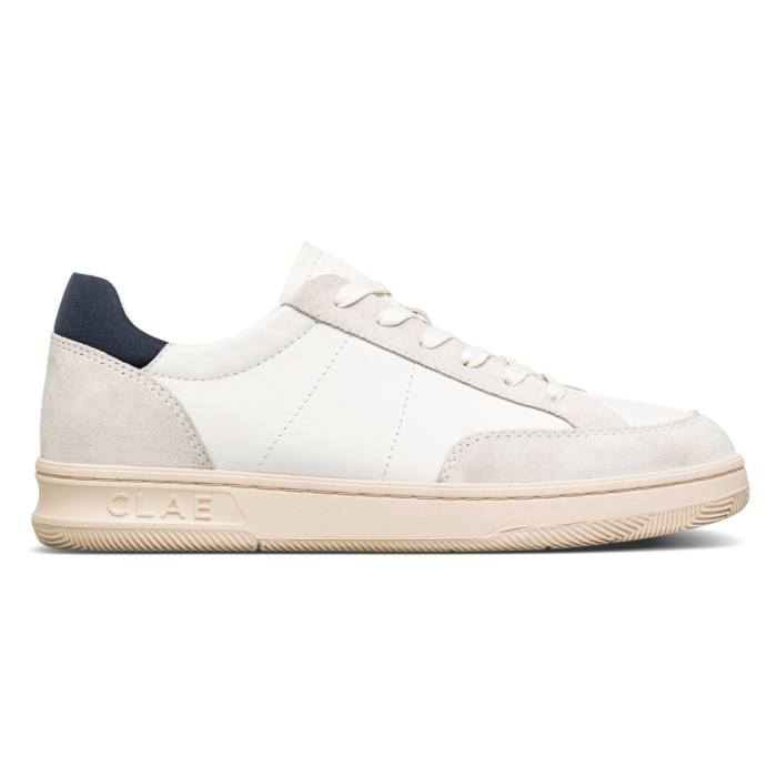 Clae Monroe White Leather Navy Shoes